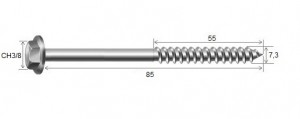 Parafuso Telha 7,3 x 85 CH3/8 RS7,3 mm Zc Bco - 10 peas